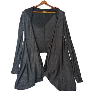 Hollister Black White Soft Knit Hooded Open Cardigan Womens Size M/L Lightweight